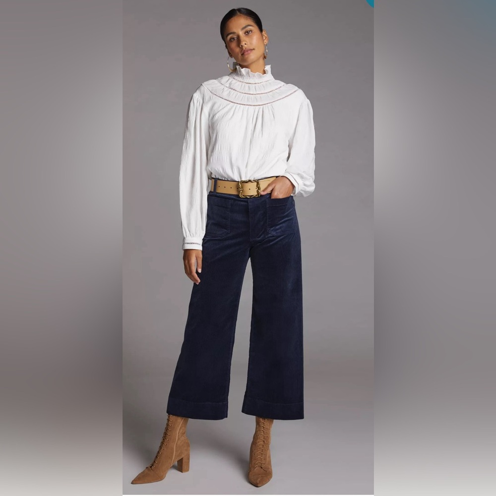 Anthropologie Midnight Blue Wide Leg Trousers